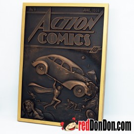 SUPERMAN ACTION COMICS #1, WALL RELIEF SCULPTURE CLASSIC COVER COLD-CAST PORCELAIN SCULPTURE