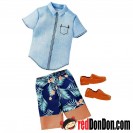 BARBIE KEN, DENIM SHIRT & SHORTS, MATTEL, DWG76