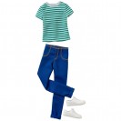 BARBIE KEN, CASUAL STRIPE SHIRT & JEANS, MATTEL, DWG75