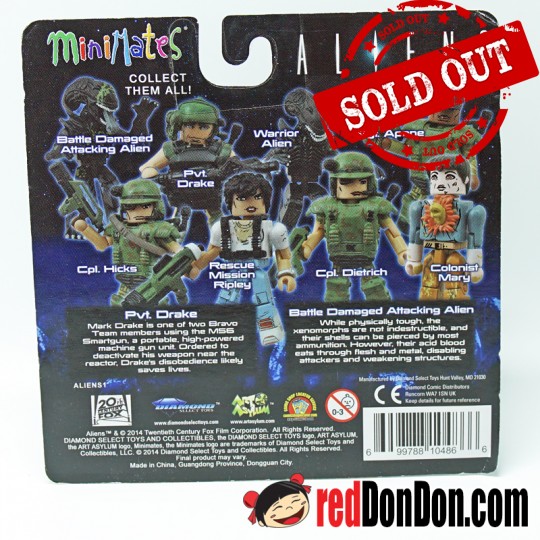 ALIENS PVT. DRAKE & BATTLE DAMAGED ATTACKING ALIEN, MINIMATES, 2014