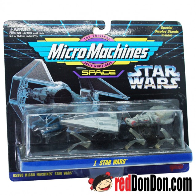 STAR WARS MICRO MACHINES BY GALOOB (1996), 65860 I, TIE INTERCEPTOR, IMPERIAL STAR DESTROYER, REBEL BLOCKADE RUNNER
