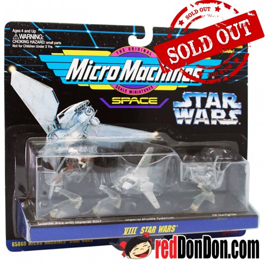 STAR WARS MICRO MACHINES BY GALOOB (1996), 65860 VIII, SPEEDER BIKE WITH IMPERIAL PILOT, IMPERIAL SHUTTLE TYDERIUM, TIE STARFIGHTER
